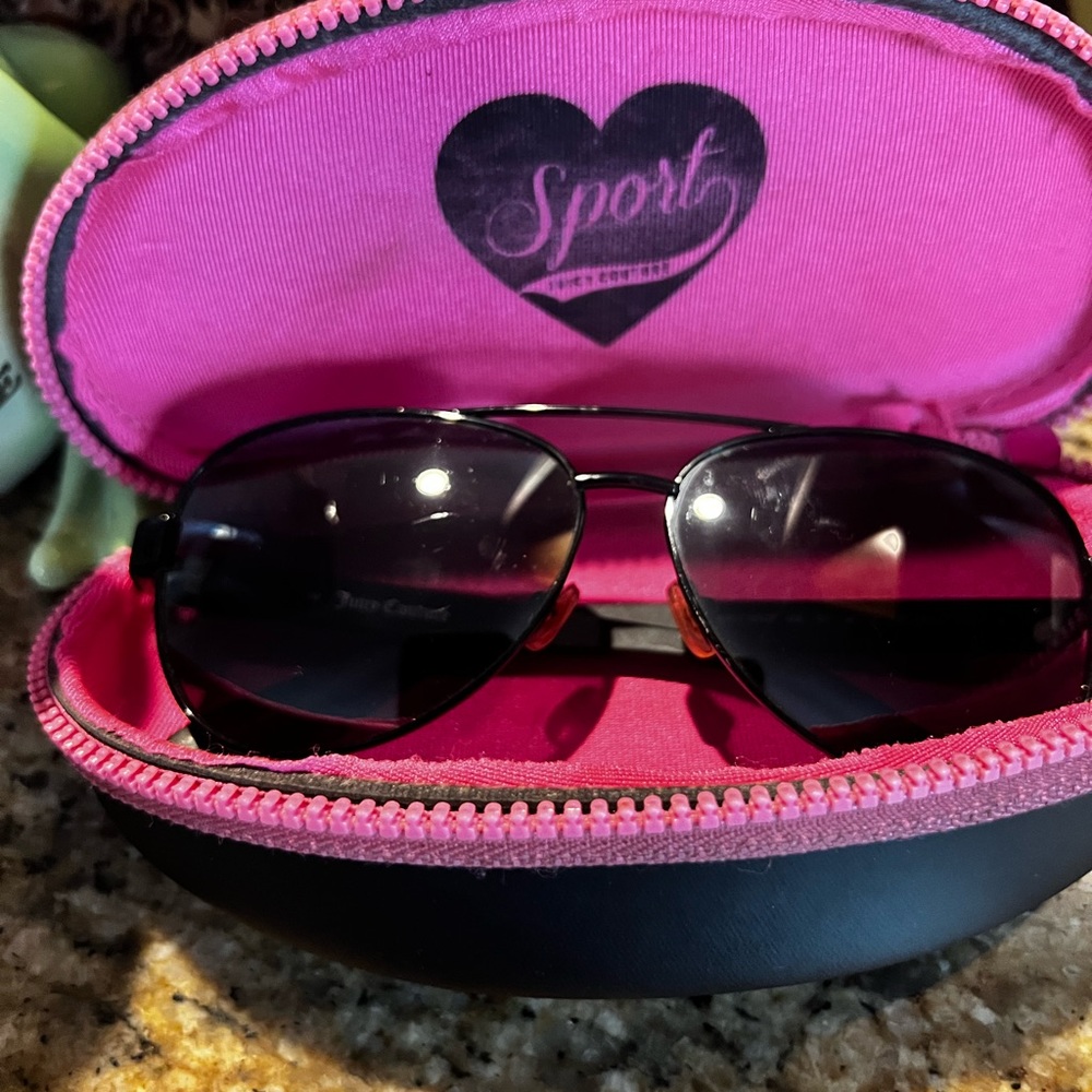 Juicy Couture Sport (Black label) Aviator sunglasses in all Black w/case